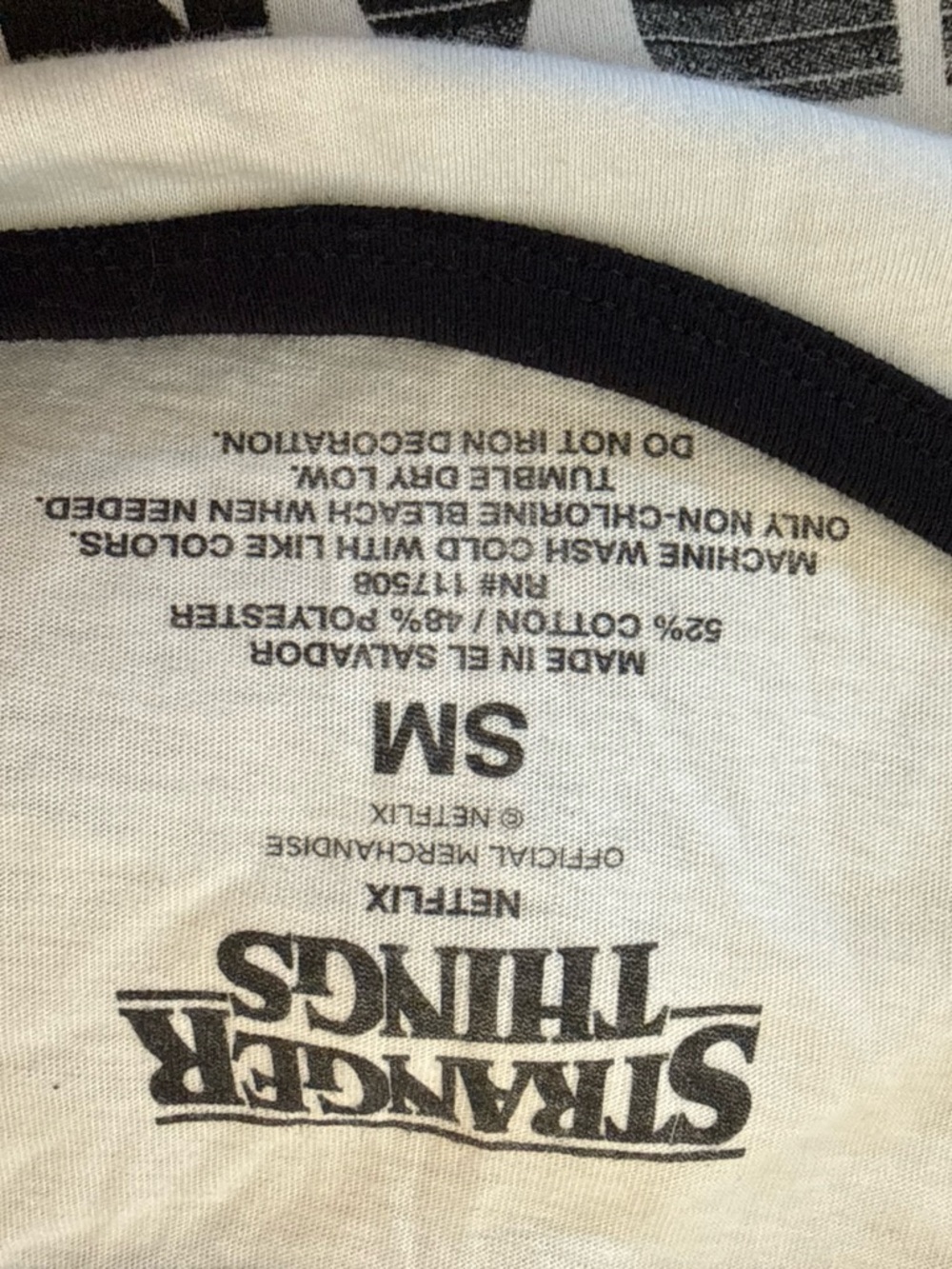 Netflix Black & White Stranger Things Raglan Tee - Picture 3 of 3